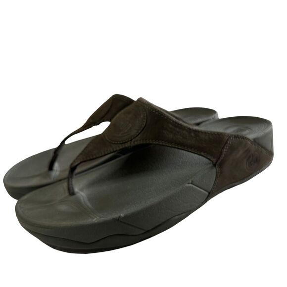 FitFlop Sandals Womens 10 Green Oasis Flip Flop Thong Toe Suede Toning‎ Summer - Picture 1 of 9